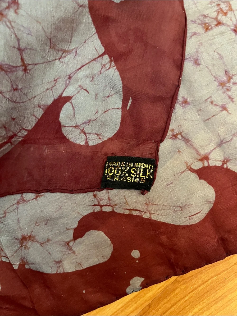 Red and Cream Yin Yang Silk Scarf